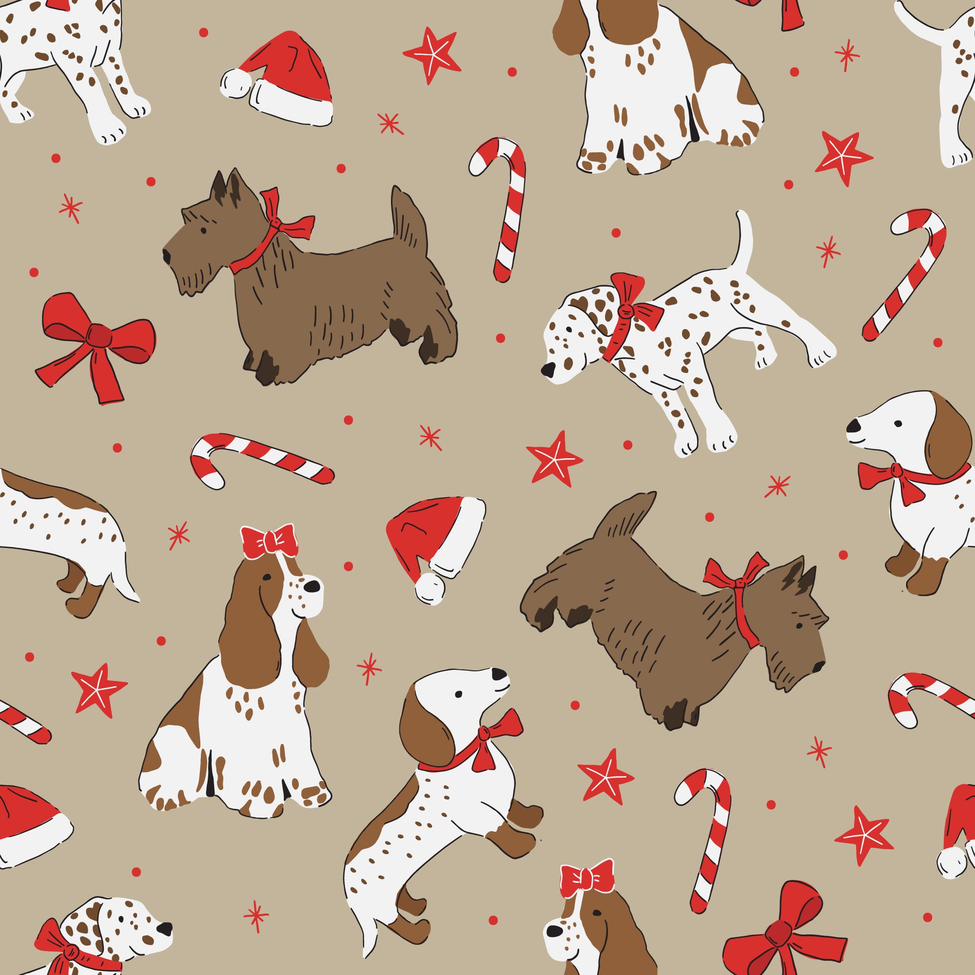 Latte Festive Furballs Dogs Christmas Greaseproof Paper 25 Sheet Pack