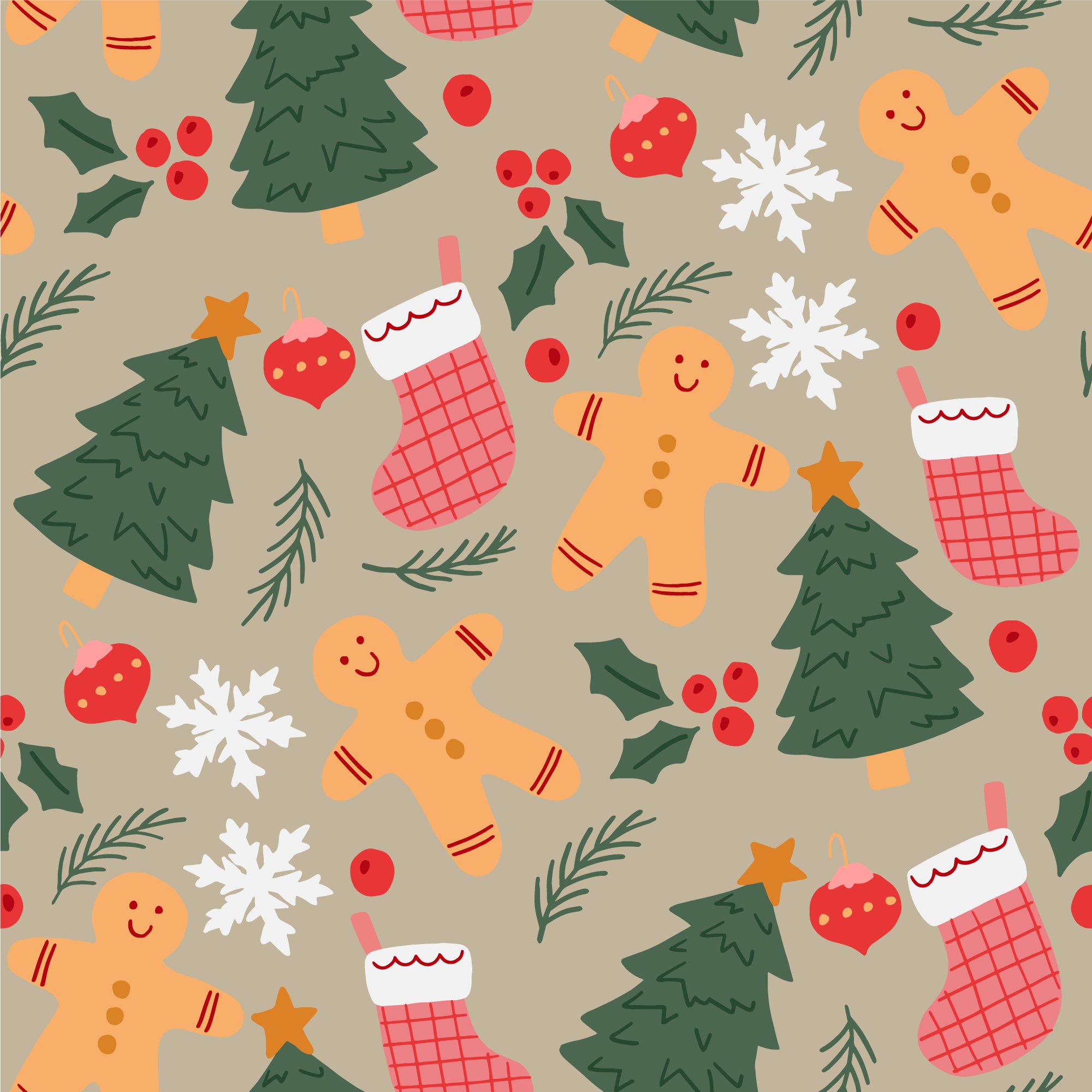 Latte Classic Christmas Greaseproof Paper 25 Sheet Pack