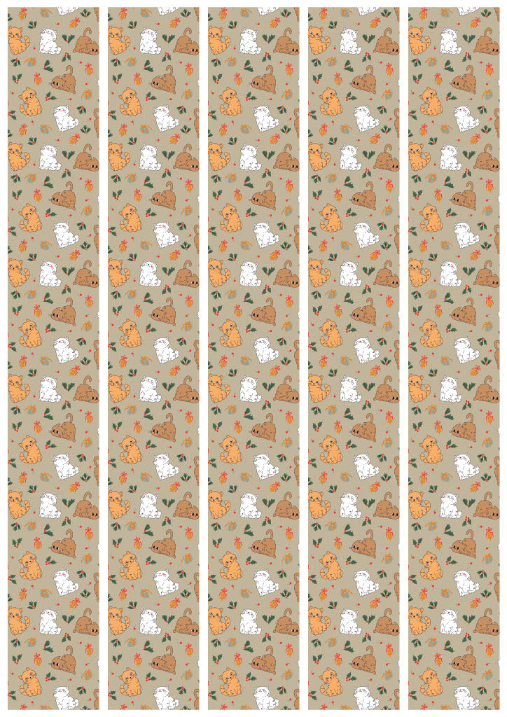 Latte Purrfect Christmas Cat Sticker Wraps A4 Sheet 5 Pack