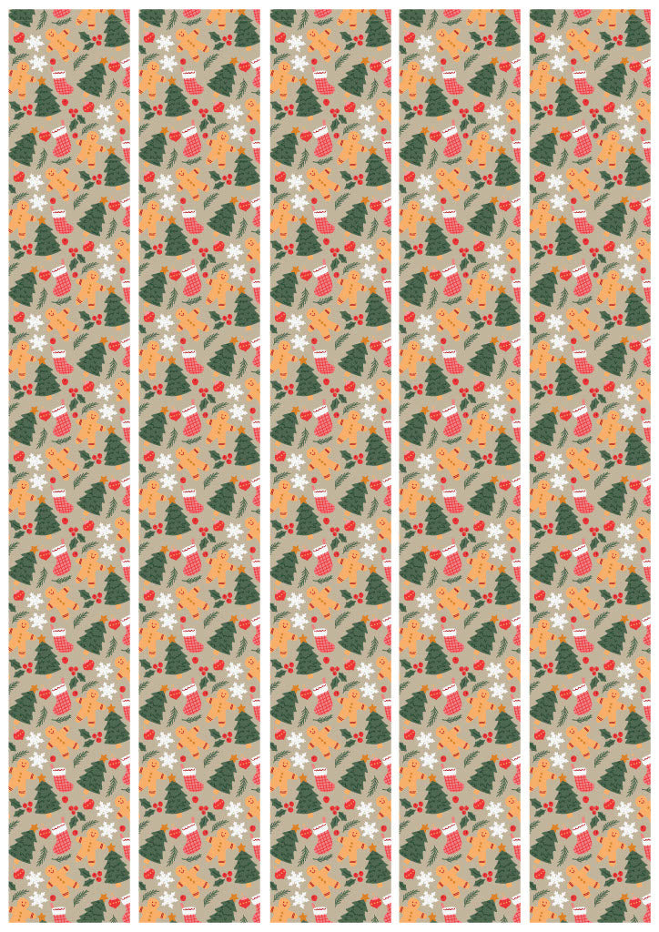 Latte Classic Christmas Sticker Wraps A4 Sheet 5 Pack