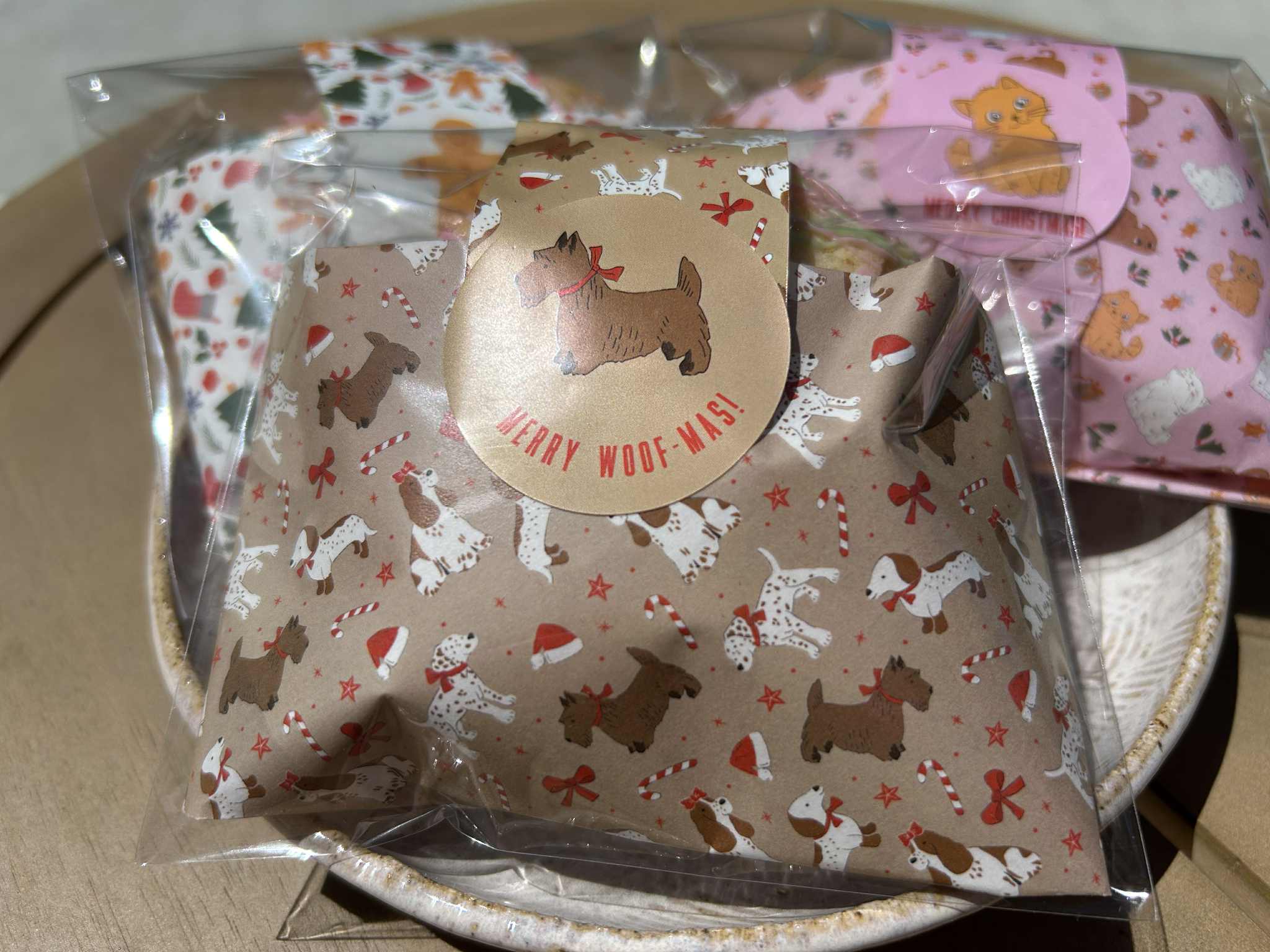 Latte Festive Furballs Dog Sticker Wraps A4 Sheet 5 Pack