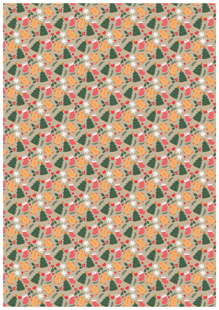 Latte Classic Christmas Greaseproof Paper 25 Sheet Pack