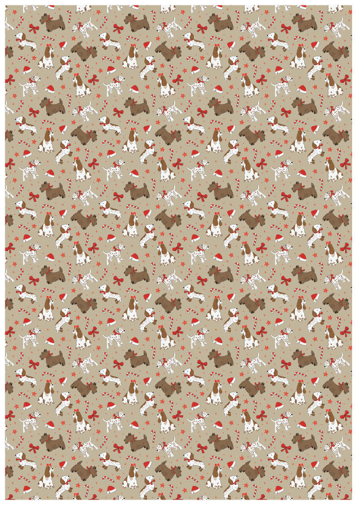 Latte Festive Furballs Dogs Christmas Greaseproof Paper 25 Sheet Pack