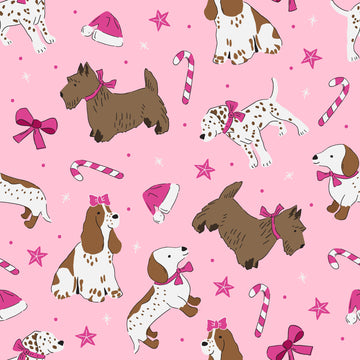 Pink Festive Furballs Dogs Christmas Greaseproof Paper 25 Sheet Pack