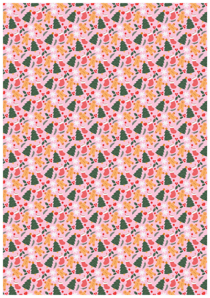 Pink Classic Christmas Greaseproof Paper 25 Sheet Pack
