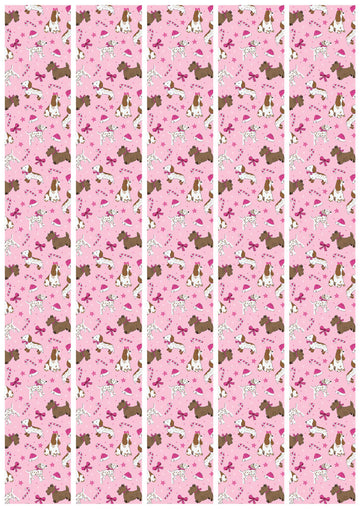 Pink Festive Furballs Dog Sticker Wraps A4 Sheet 5 Pack