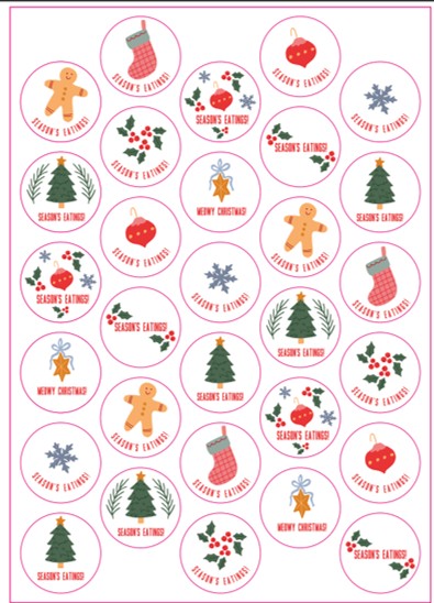 White Classic Christmas Stickers 30 Pack A4 Sheet