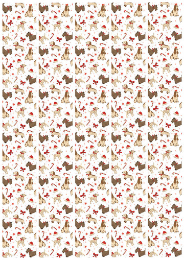 White Festive Furballs Dog Sticker Wraps A4 Sheet 5 Pack