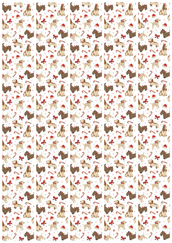White Festive Furballs Dog Sticker Wraps A4 Sheet 5 Pack