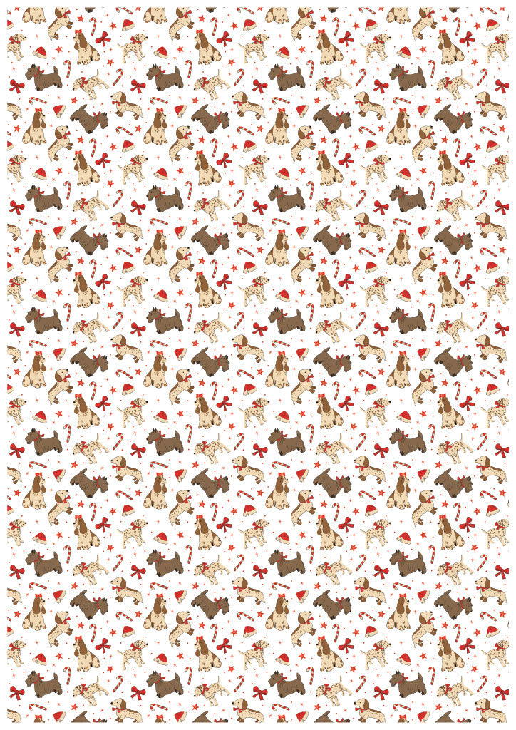 White Festive Furballs Dogs Christmas Greaseproof Paper 25 Sheet Pack