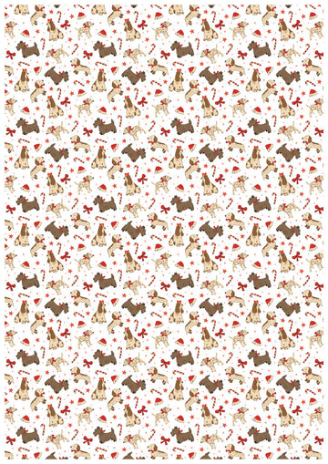 White Festive Furballs Dogs Christmas Greaseproof Paper 25 Sheet Pack