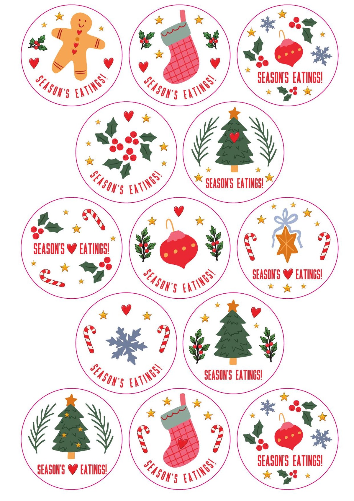Christmas Packaging Stickers - White Classic Christmas