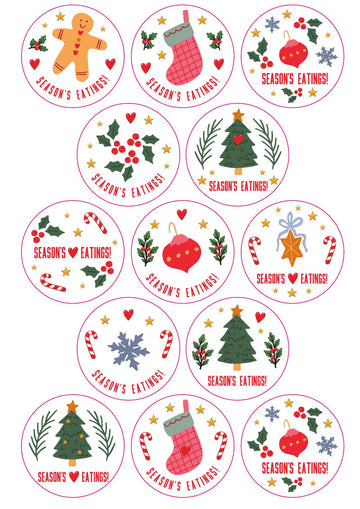 Christmas Packaging Stickers - White Classic Christmas