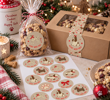 Latte Festive Furballs Christmas Stickers | 60mm A4 Sheet