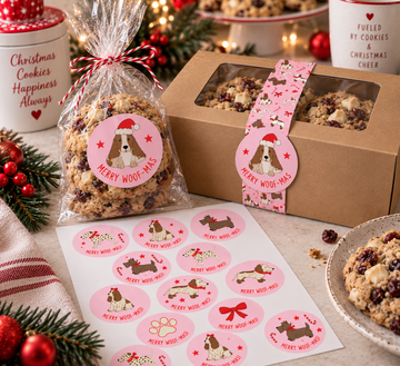 Pink Christmas Dog Stickers – Festive Furballs