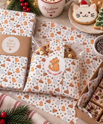 Christmas Cat Greaseproof Paper - White Cute Cats